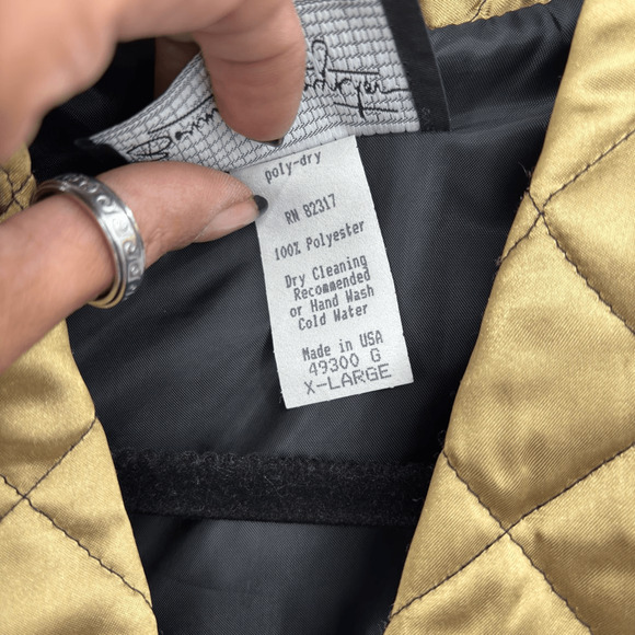 VTG Bonnie Boynton Full Zip Collared Quilted Metallic Retro Cropped Vest Gold XL - Picture 7 of 8